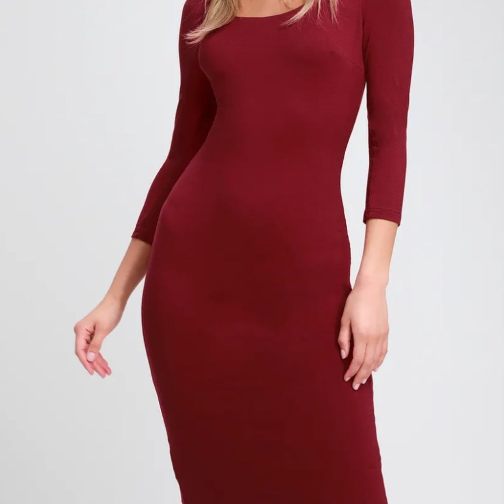 Lulu’s Be So Bold Burgundy Bodycon Midi dress